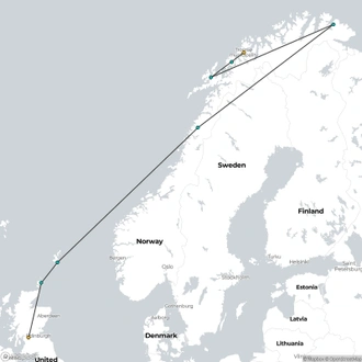 tourhub | HX Hurtigruten Expeditions | Nordic Navigator – From Norway’s Wilds to Scotland’s Isles | Tour Map