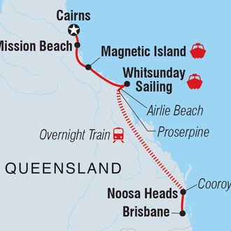 tourhub | Intrepid Travel | Essential Brisbane to Cairns | Tour Map