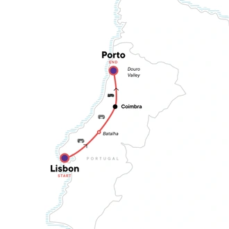 tourhub | G Adventures | Highlights of Portugal | Tour Map
