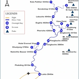 tourhub | Trek Central Pvt Ltd | Everest Base Camp Trekking | Tour Map