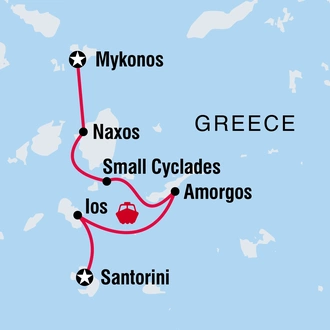 tourhub | Intrepid Travel | Sail Greece: Mykonos to Santorini | Tour Map