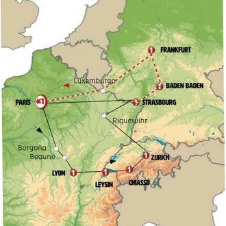 tourhub | Europamundo | France and Switzerland with Alsace and Black Forest | Tour Map