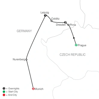 tourhub | Globus | From Prague to Munich Escape | Tour Map
