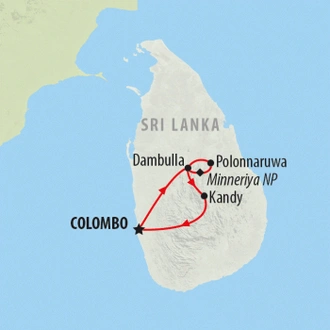 tourhub | On The Go Tours | Sri Lanka Family Holiday - 8 Days | Tour Map