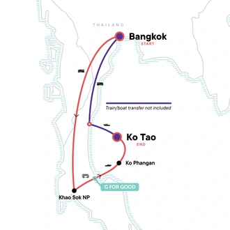 tourhub | G Adventures | Southern Thailand Sojourn: Nightlife & National Parks | Tour Map