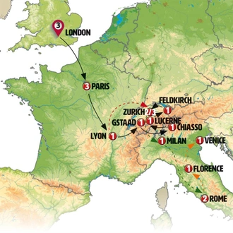 tourhub | Europamundo | London, Paris and Zurich | Tour Map