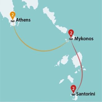 tourhub | Travel Talk Tours | Athens+2 Island Explorer-2025 | Tour Map