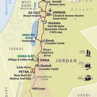 tourhub | Wild Frontiers | Jordan: Lost City Of Arabia (Christmas Departure) | Tour Map