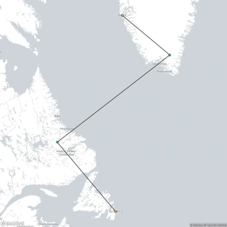 tourhub | HX Hurtigruten Expeditions | Greenland, Labrador and Newfoundland – Encounters at the Edge | Tour Map