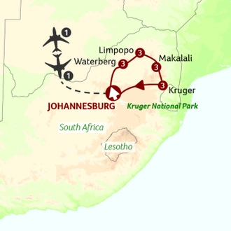 tourhub | Saga Holidays | South African Safari Adventure | Tour Map