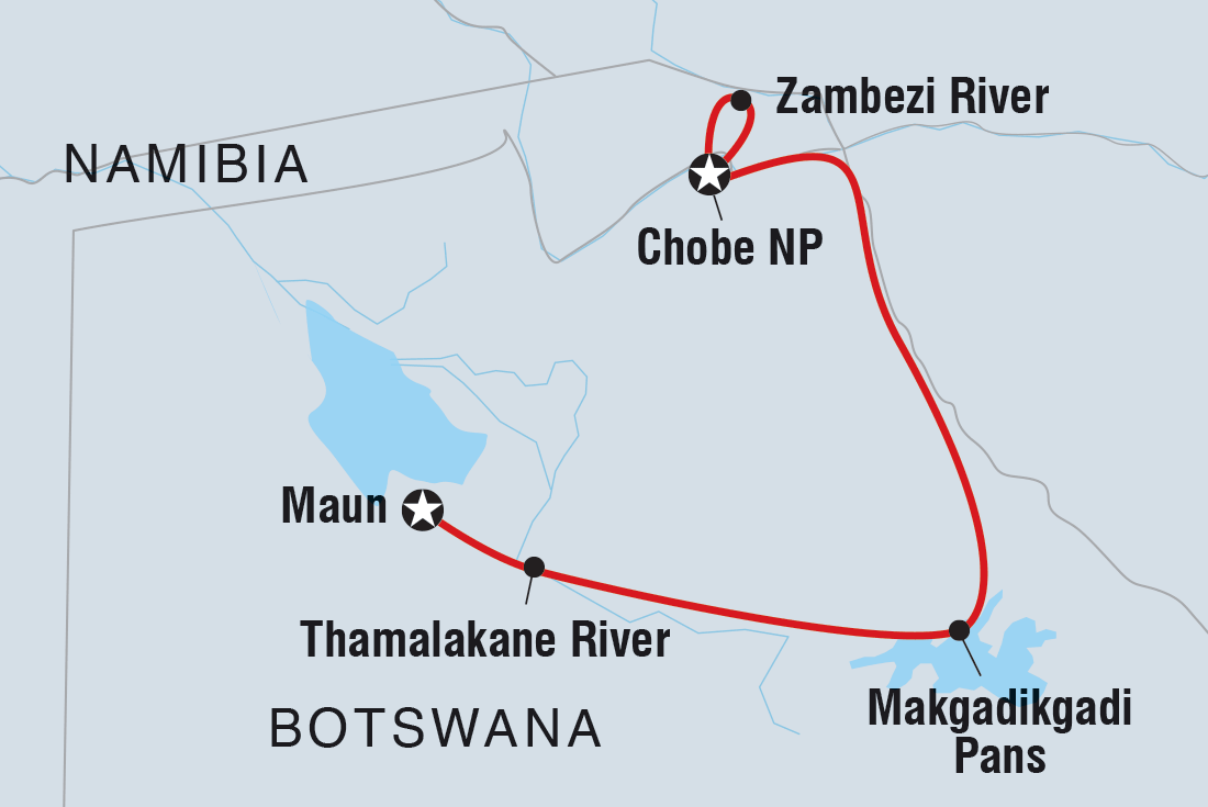 tourhub | Intrepid Travel | Premium Botswana | Tour Map