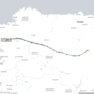 tourhub | The Natural Adventure | Camino Frances: León to Santiago | Tour Map