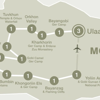 tourhub | Sundowners Overland | Gobi Desert Explorer | Tour Map