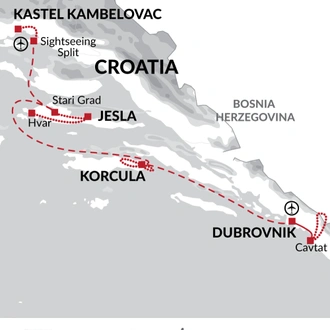 tourhub | Explore! | Cycle the Dalmatian Coast | Tour Map