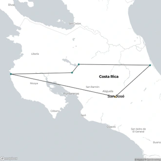 tourhub | Destination Services Costa Rica | Costa Rica: Love in the Jungle | Tour Map