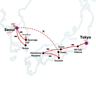 tourhub | G Adventures | Korea & Japan Encompassed | Tour Map