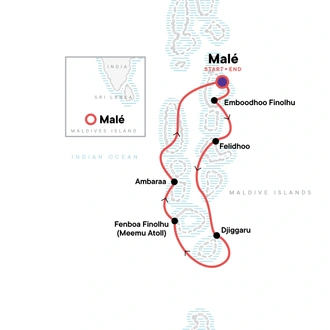tourhub | G Adventures | Maldives Dhoni Explorer | Tour Map