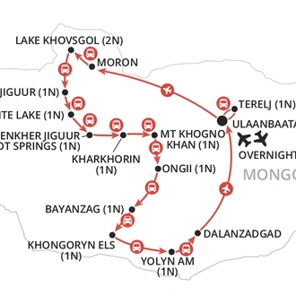 tourhub | Wendy Wu | Mongolia & Naadam Festival | Tour Map