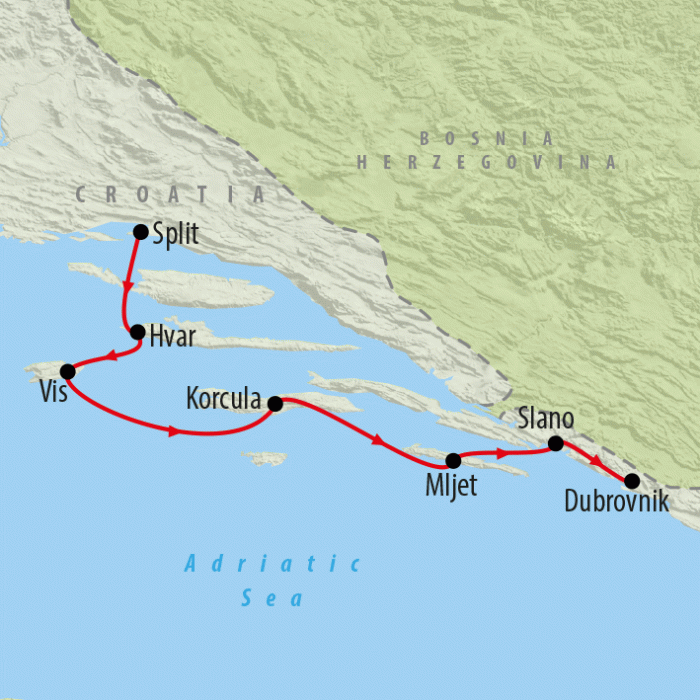 tourhub | On The Go Tours | Jewels of the Adriatic from Split - 8 Days | Tour Map