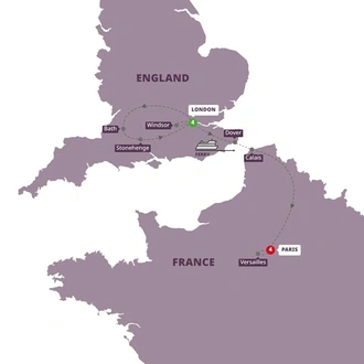 tourhub | Trafalgar | London and Paris Explorer | Tour Map