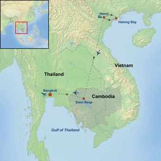 tourhub | Indus Travels | Essential Vietnam Cambodia and Bangkok | Tour Map