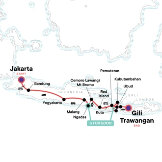 tourhub | G Adventures | Indonesia Adventure: Java & Bali | Tour Map