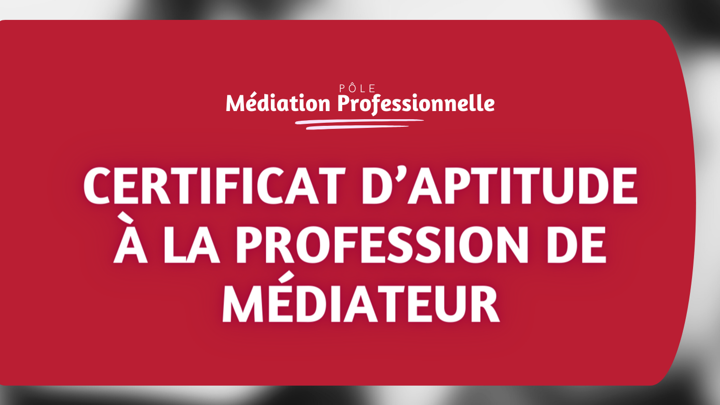 Représentation de la formation : Certificat d'Aptitude à la Profession de Médiateur - CAP'M®