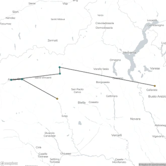 tourhub | UTracks | Monte Rosa Alpine Walk | Tour Map