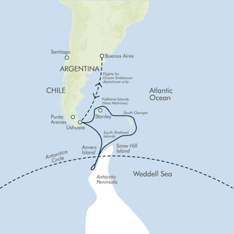 tourhub | Exodus | Epic Antarctica: Falklands, South Georgia & Antarctic Circle Crossing via Buenos Aires | Tour Map