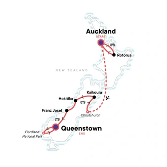 tourhub | G Adventures | Solo-ish New Zealand | Tour Map