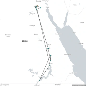 tourhub | Look at Egypt Tours | Charming Egypt Luxury Tour From Cairo to Abu Simbel in Luxury Style. | Tour Map