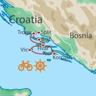 tourhub | UTracks | Croatia Bike & Sail - Deluxe | Tour Map