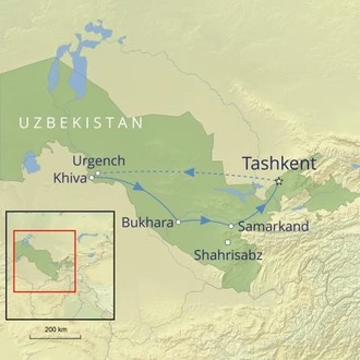 tourhub | Cox & Kings | Uzbekistan: Heart of Central Asia | Tour Map