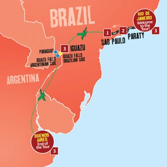 tourhub | Expat Explore Travel | Brazil, Iguazu & Argentina Delights - Tour Rio To Buenos Aires | Tour Map