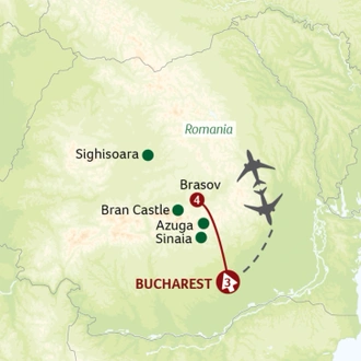 tourhub | Titan Travel | Romania Tour - Grandeur of Bucharest and Tales of Transylvania | Tour Map
