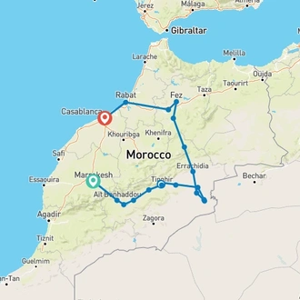 tourhub | Best Tours Morocco | Morocco Deluxe Tour. ( Private / 4&5 star Hotels) | Tour Map