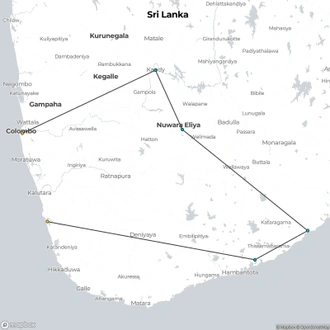 tourhub | Ceylon Travel Dream | 07 Day Nature & Wildlife Tour  In Sri Lanka | Tour Map