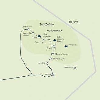 tourhub | Exodus | Kilimanjaro Climb - Lemosho Route | Tour Map