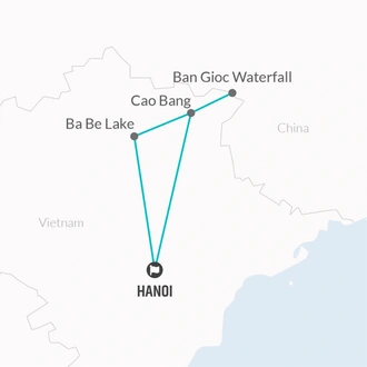 tourhub | Bamba Travel | Ba Be Lake & Ban Gioc Waterfall Adventure 3D/2N | Tour Map