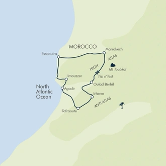 tourhub | Exodus Adventure Travels | Cycle Morocco's Great South | Tour Map