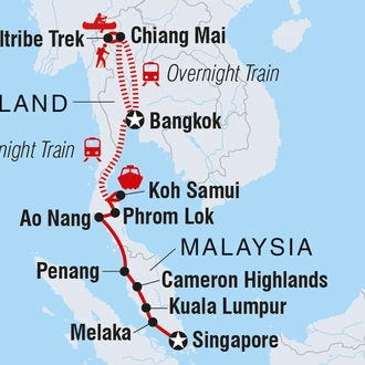 tourhub | Intrepid Travel | Epic Bangkok to Singapore | Tour Map