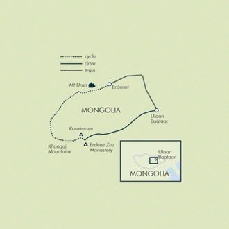 tourhub | Exodus Adventure Travels | Cycling in Mongolia | Tour Map