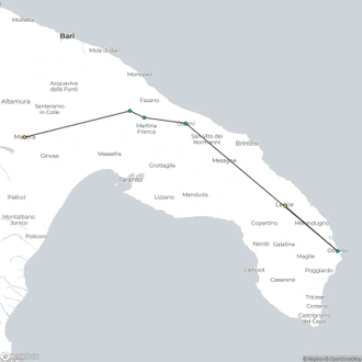 tourhub | Exodus Adventure Travels | Self Guided Walking in Puglia: From Lecce to Matera | Tour Map