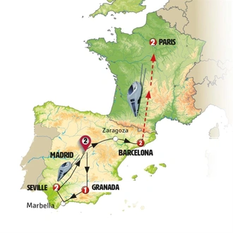 tourhub | Europamundo | Classical Spain with Paris | Tour Map