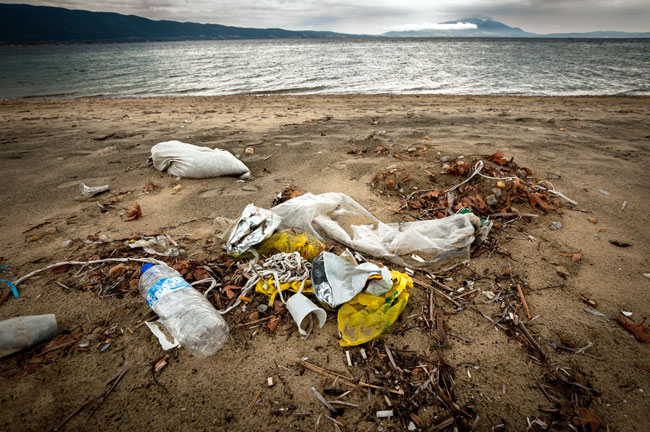 plastic rubbish on beach