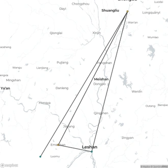 tourhub | Silk Road Trips | Private Tour: 3-Night Sichuan Explore from Chengdu to Leshan and Mt Emei | Tour Map
