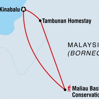 tourhub | Intrepid Travel | Borneo Expedition: Maliau Basin - Sabah's Lost World Trek | Tour Map