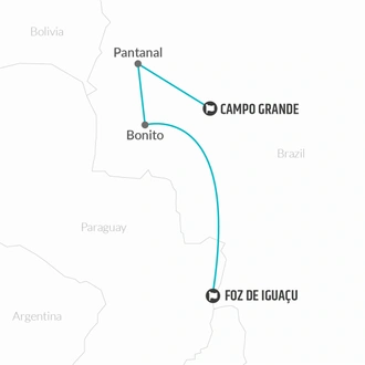 tourhub | Bamba Travel | Pantanal, Bonito & Iguazu Adventure 9D/8N (from Foz do Iguacu) | Tour Map