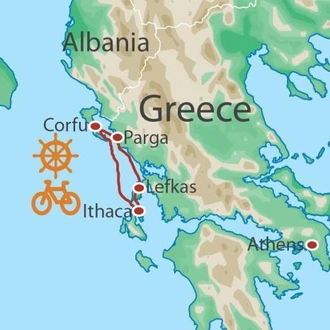 tourhub | UTracks | Ionian Islands Bike & Sail | Tour Map