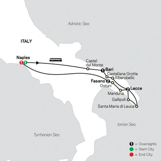 tourhub | Cosmos | Apulia, the Heel of Italy | Tour Map